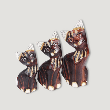 Wooden Decoration Set of Three Cats Majka