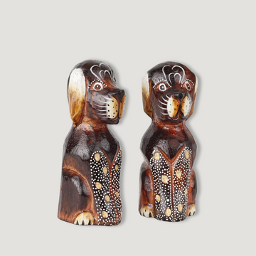 Wooden Decoration Set Two Dogs