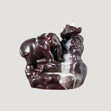 Incense Cone Stand - Flowing Smoke - Elephant and Waterfall