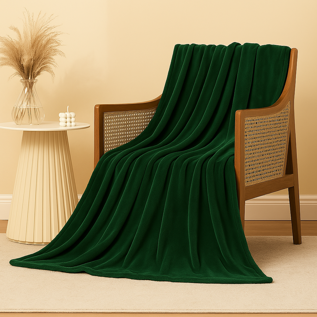 Plush blanket Värme - Green Olives