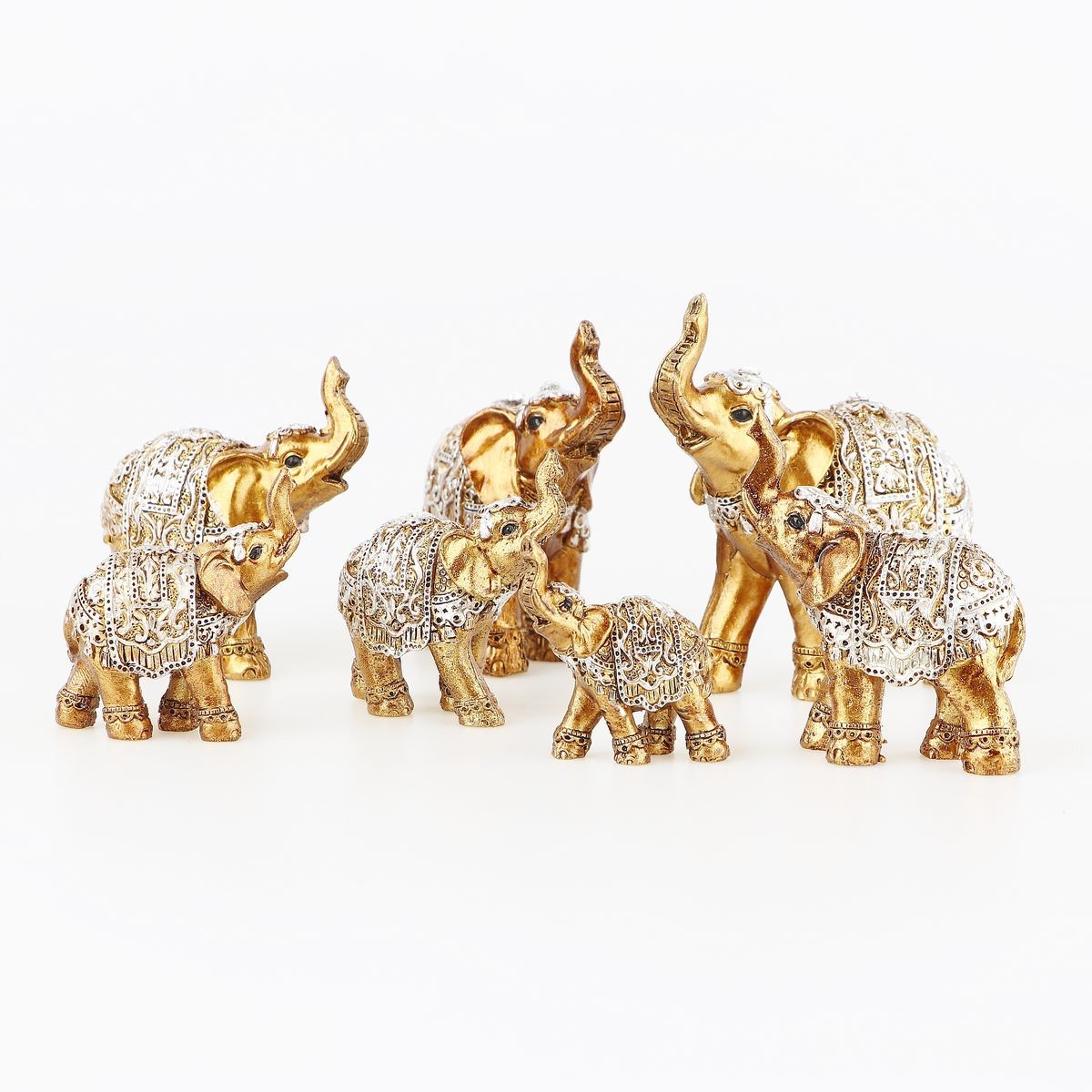 Feng Shui Statuette - Group of 7 Elephants
