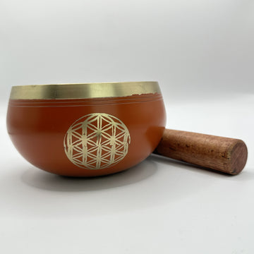 Tibetan singing bowl with mallet flower of life - 12 cm brown - 720 g