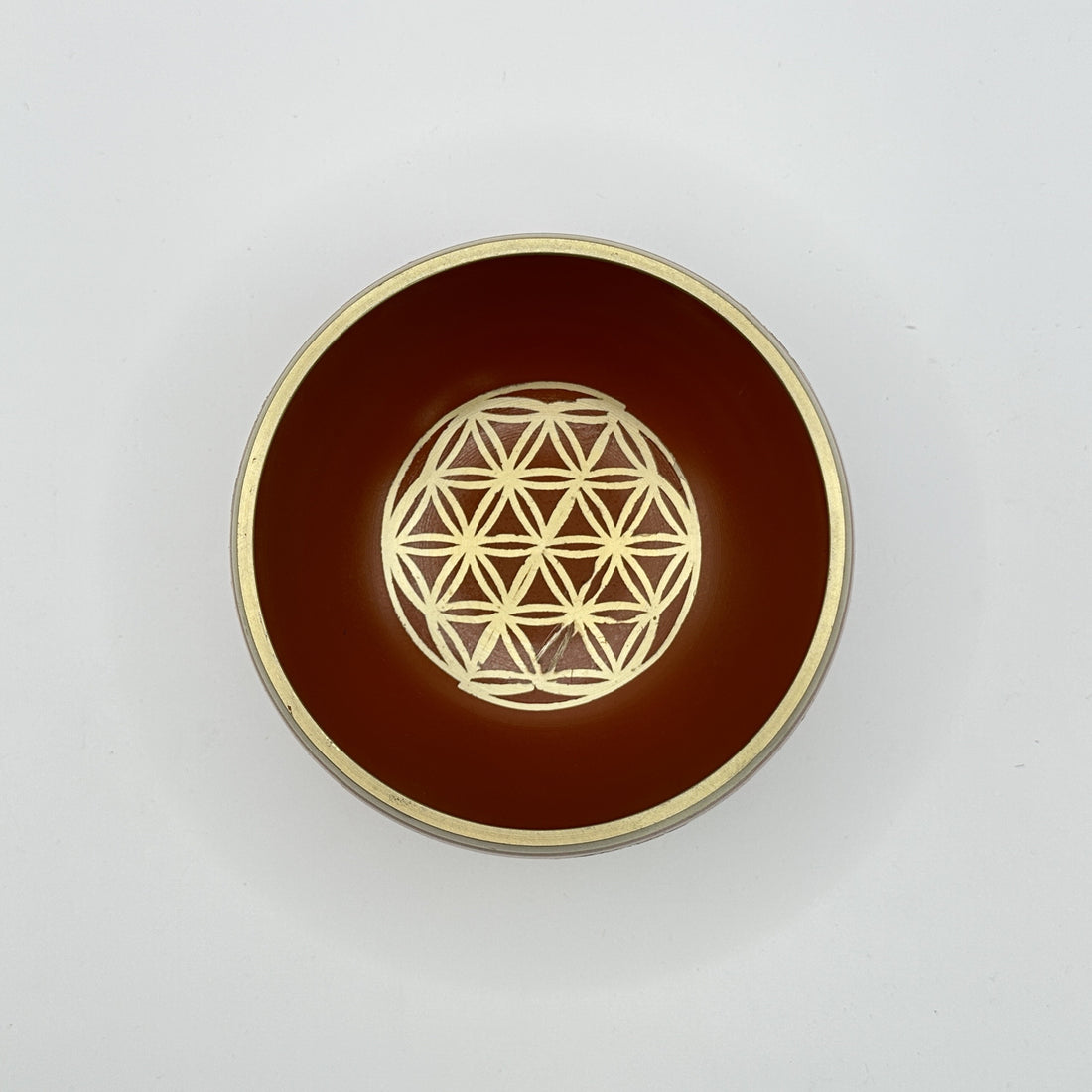 Tibetan singing bowl with mallet flower of life - 12 cm brown - 720 g