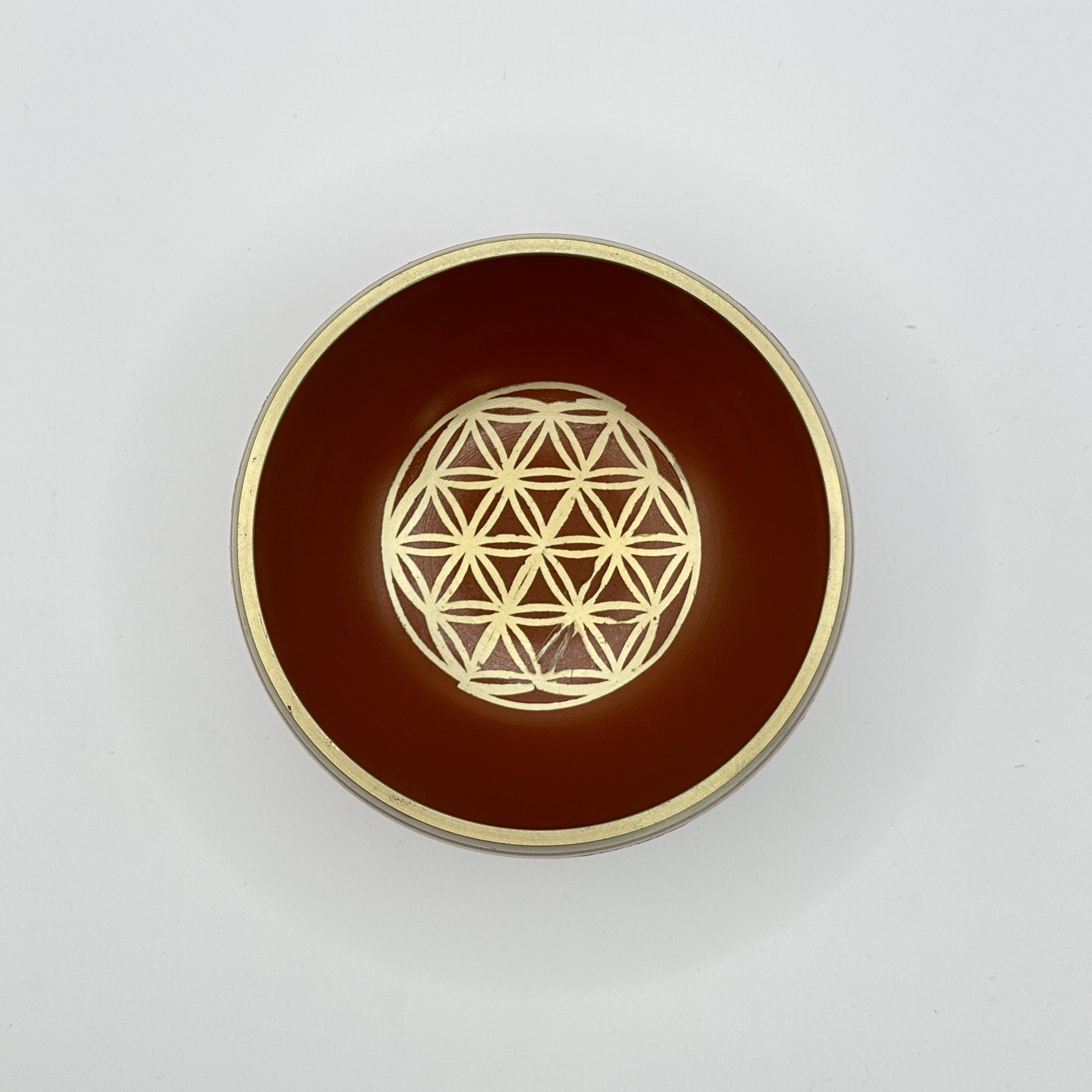 Tibetan singing bowl with mallet flower of life - 12 cm brown - 720 g
