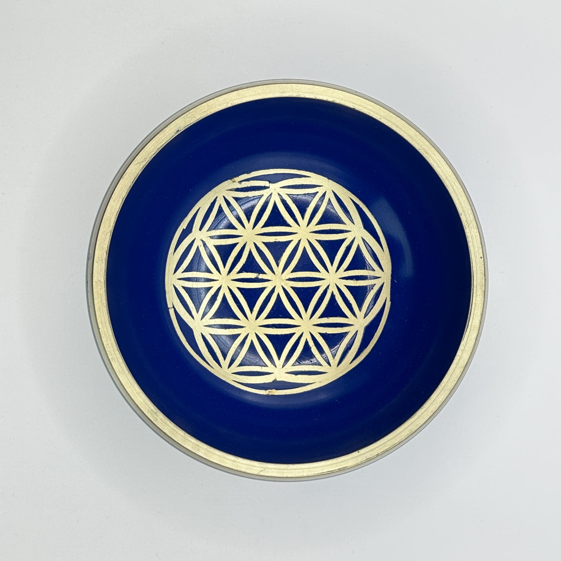 Tibetan singing bowl with mallet flower of life - 12 cm blue - 700 g