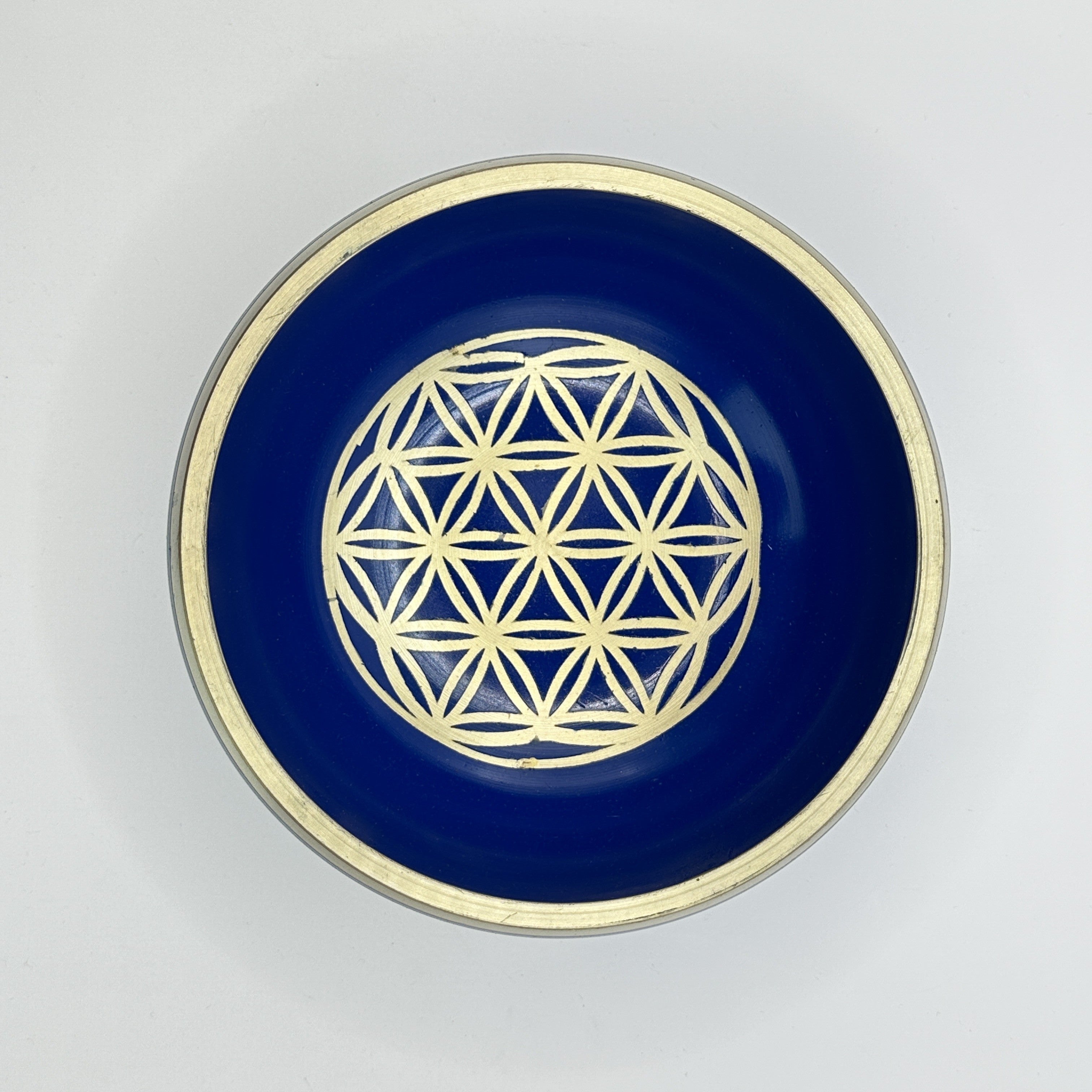 Tibetan singing bowl with mallet flower of life - 12 cm blue - 700 g