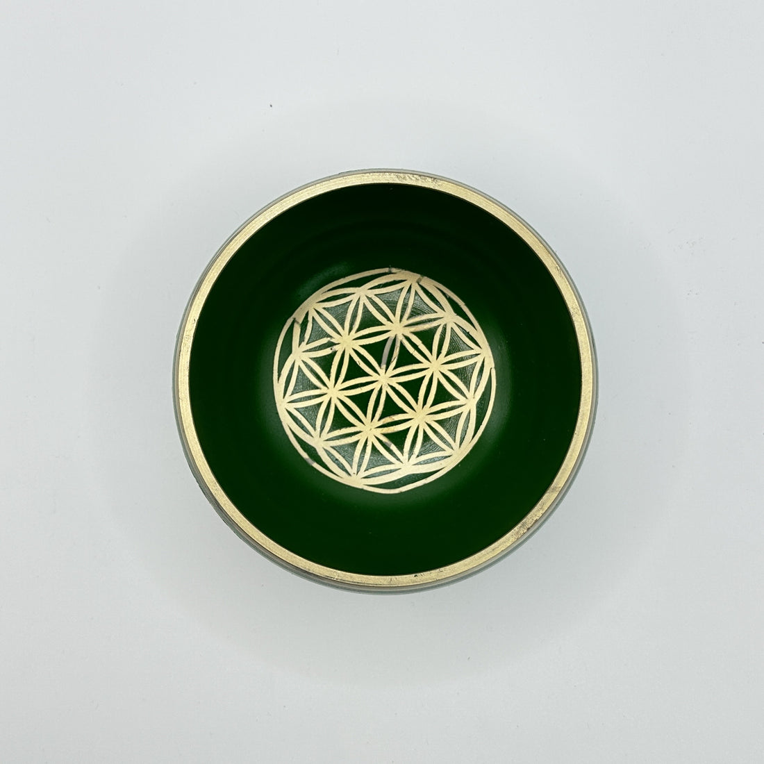 Tibetan singing bowl with mallet flower of life - 12 cm green - 700 g
