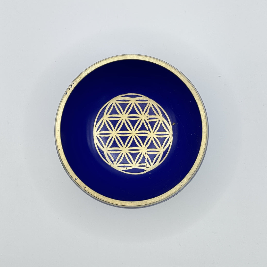 Tibetan singing bowl with mallet flower of life - 15 cm blue - 1050 g