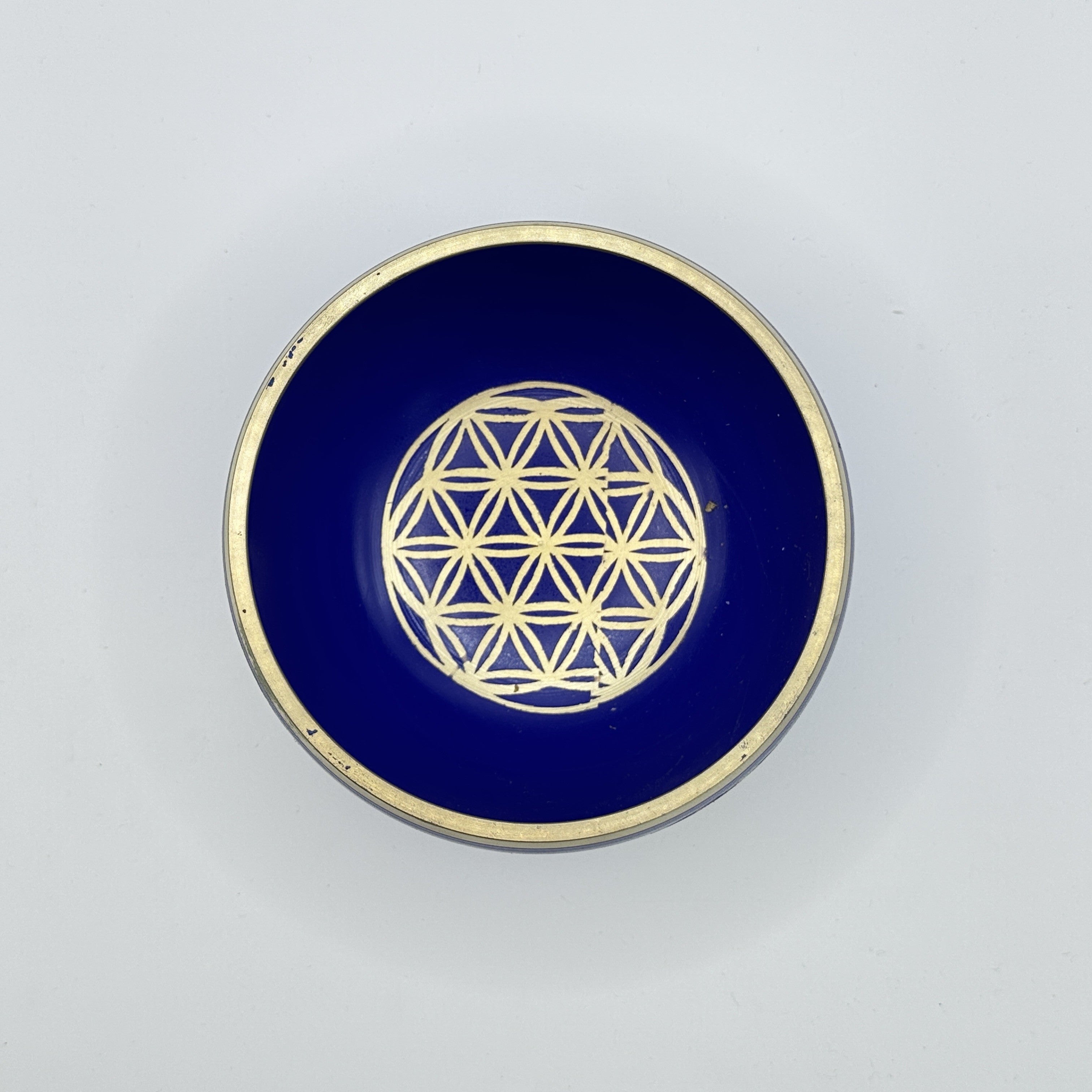 Tibetan singing bowl with mallet flower of life - 15 cm blue - 1050 g
