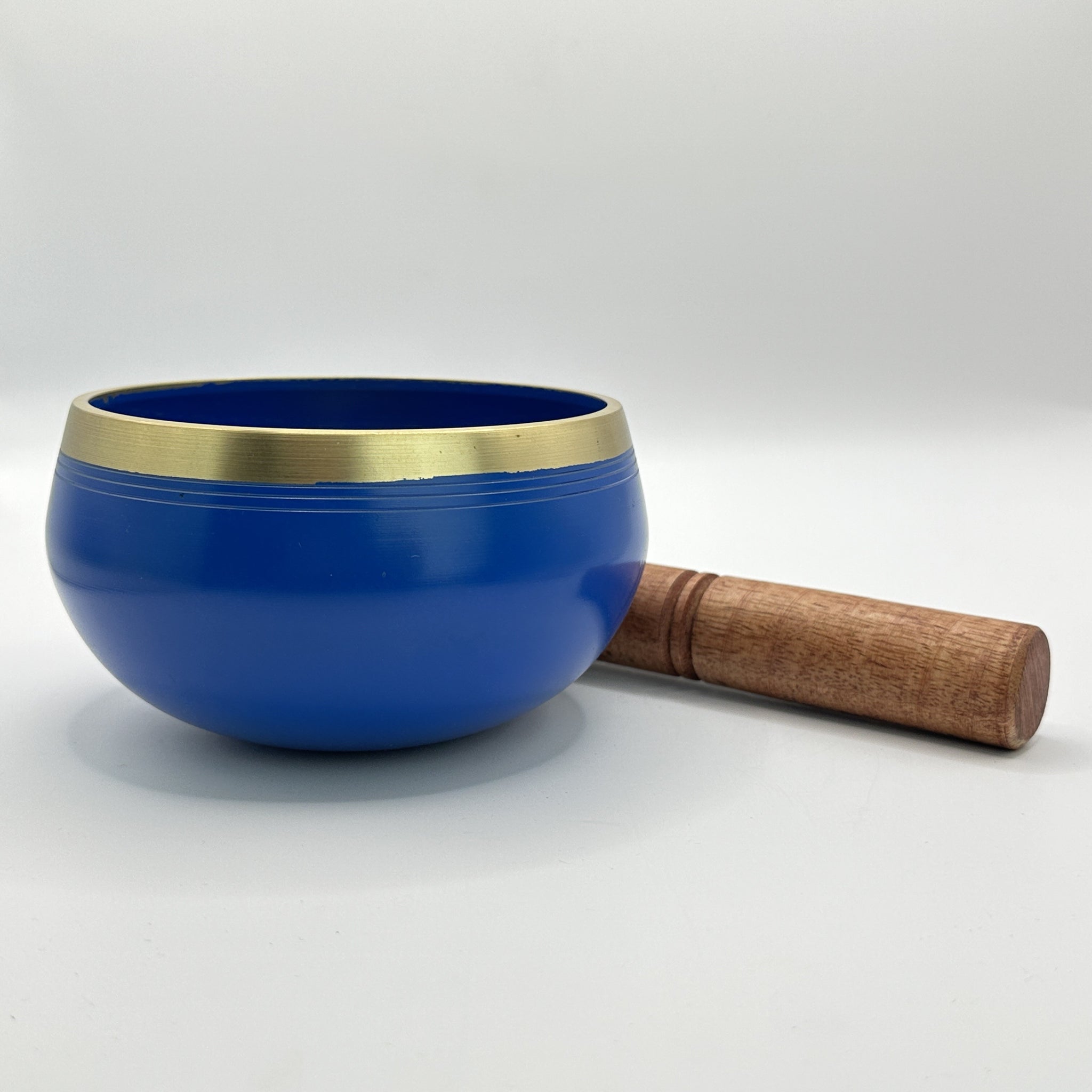 Tibetan singing bowl with meditation stick - 12 cm blue - 660