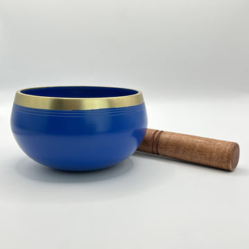 Tibetan singing bowl with meditation stick - 12 cm blue - 660