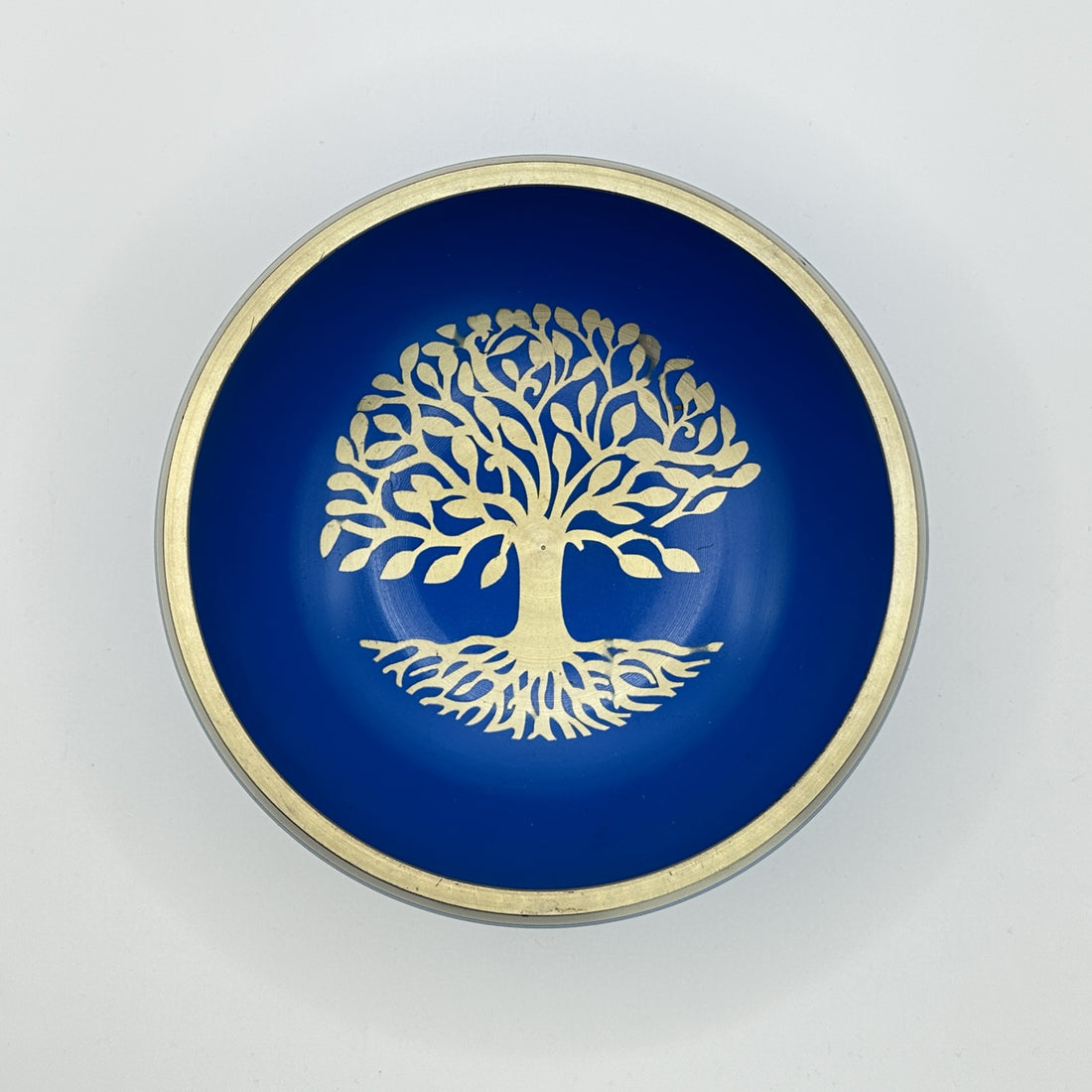 Tibetan singing bowl with mallet tree of life - 15 cm blue - 1050 g