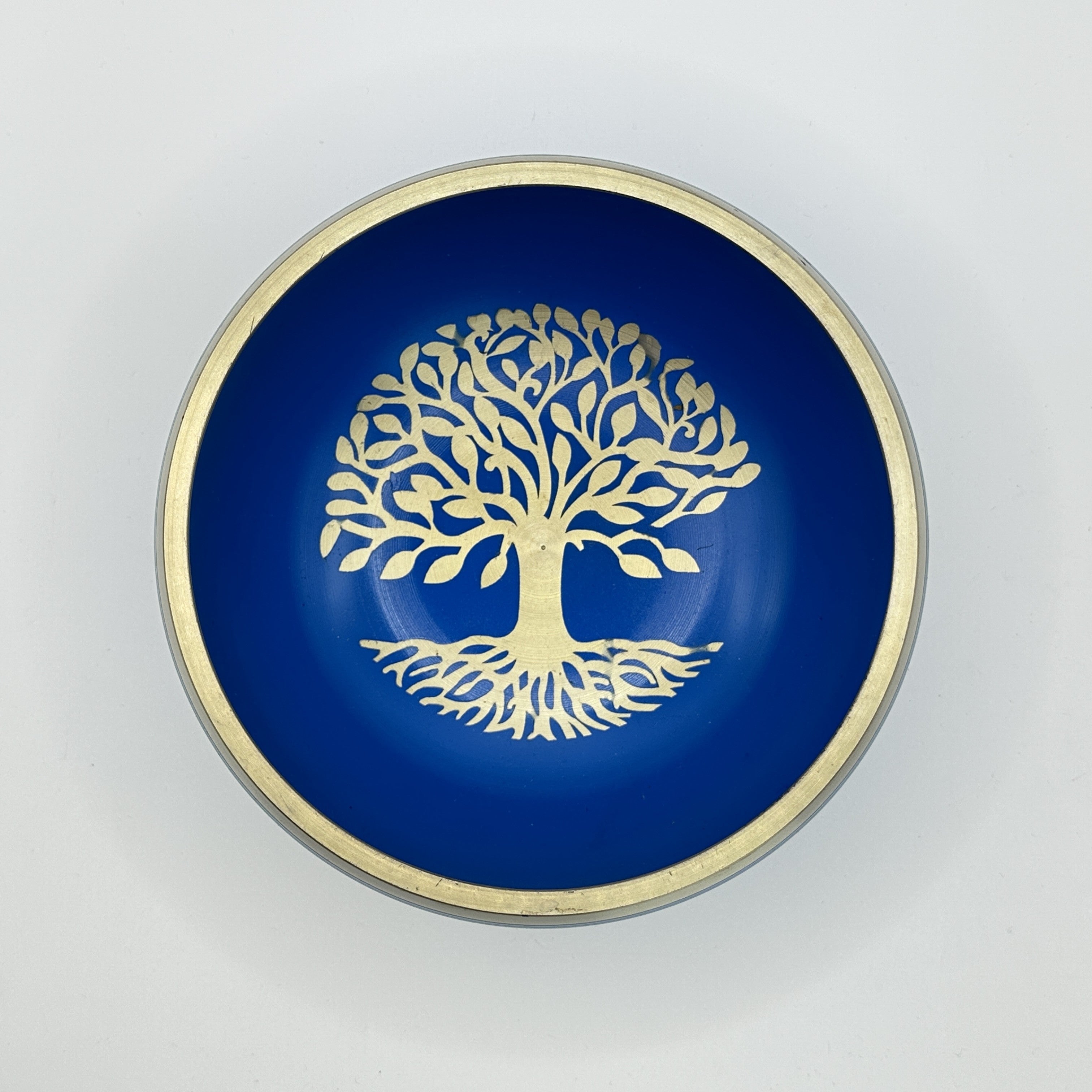 Tibetan singing bowl with mallet tree of life - 15 cm blue - 1050 g