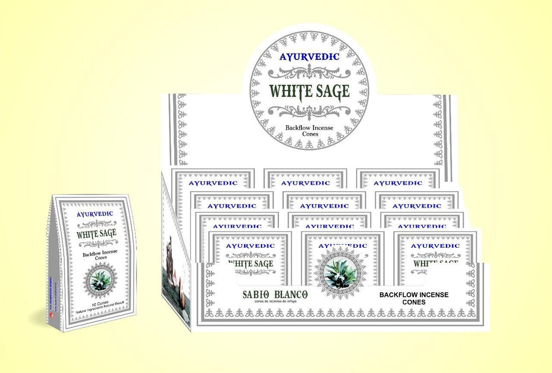 Ayurvedic Incense Cones "Flowing Smoke" - White Sage 30 g.